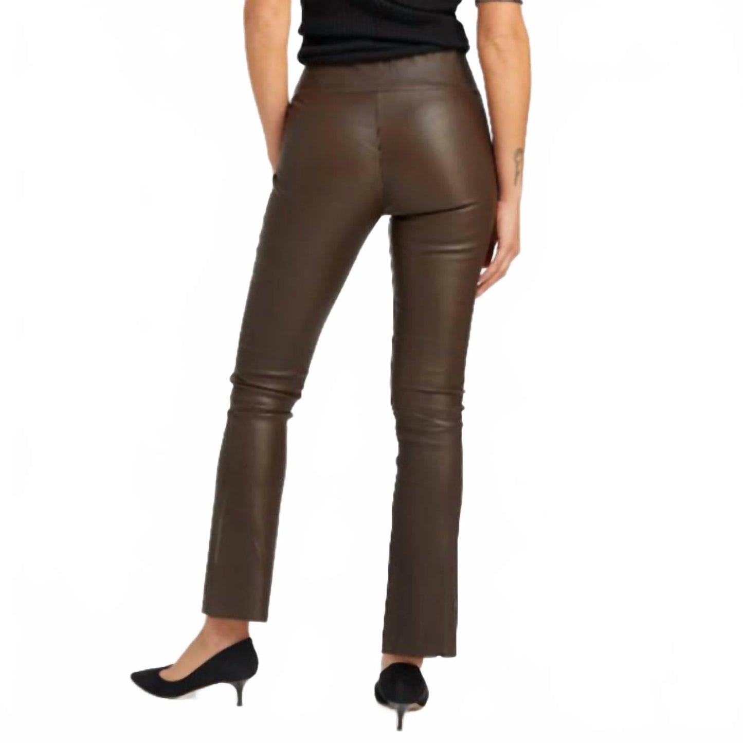 Jackie Leather Ankle Flare Leggings In Americano