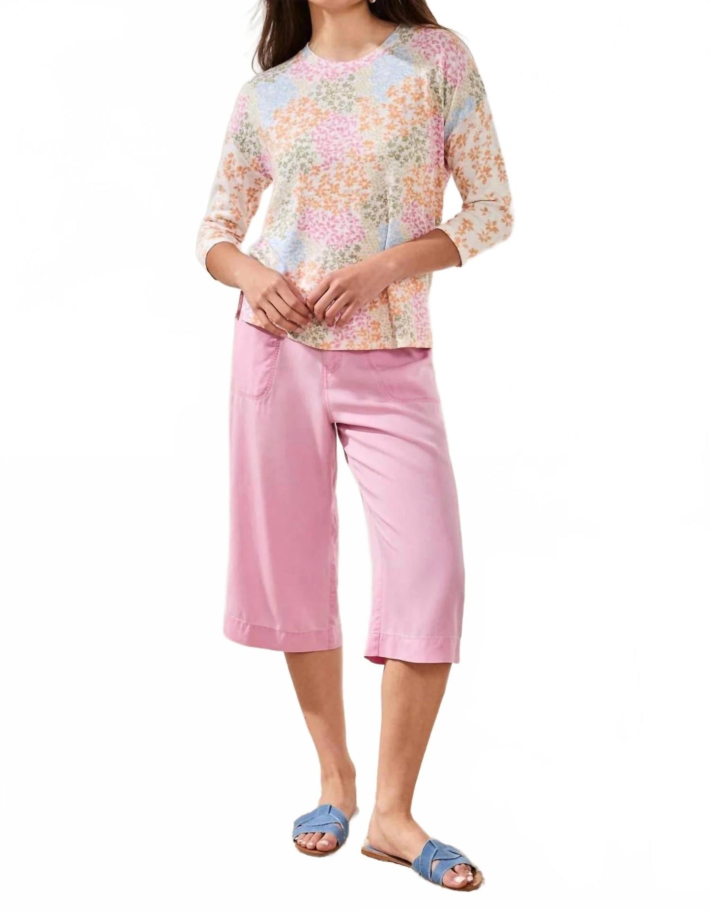 Quarter Sleeve Crew Neck Top In Daffodil