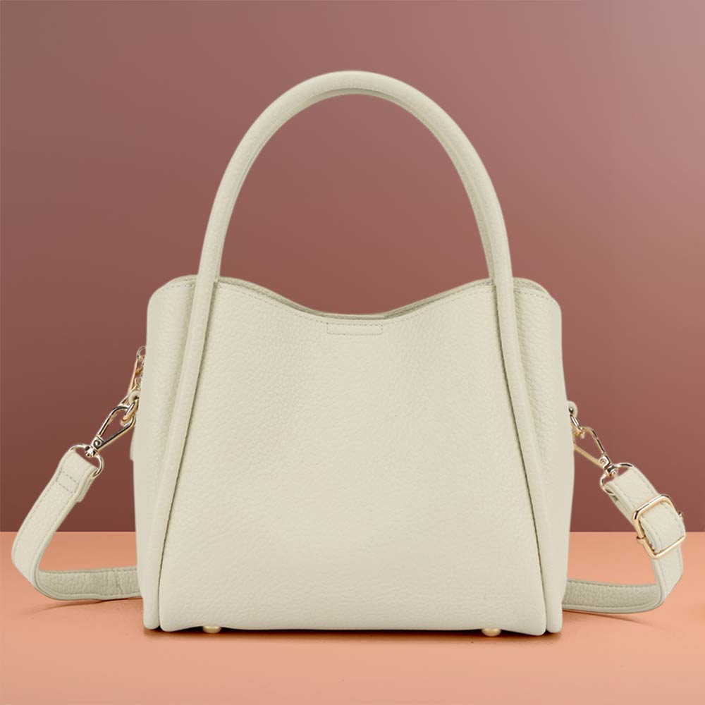 Faux Leather Structured Top Handle Crossbody Handbag