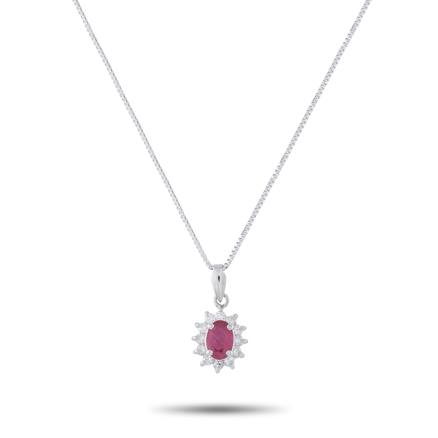 LB Exclusive Platinum 0.20ct Diamond and Ruby Pendant Necklace MF25-041326