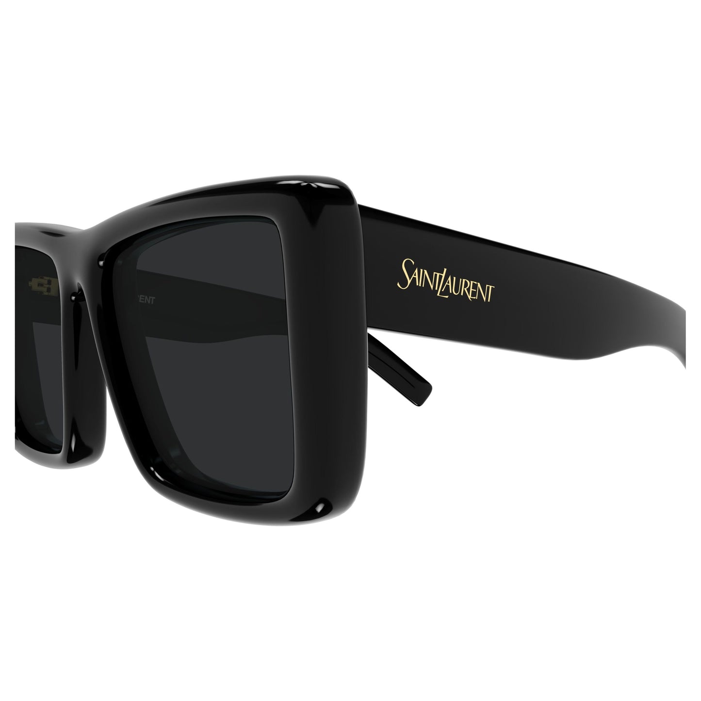 Oversized Square Sunglasses With Glossy Frame And Gold Accents
