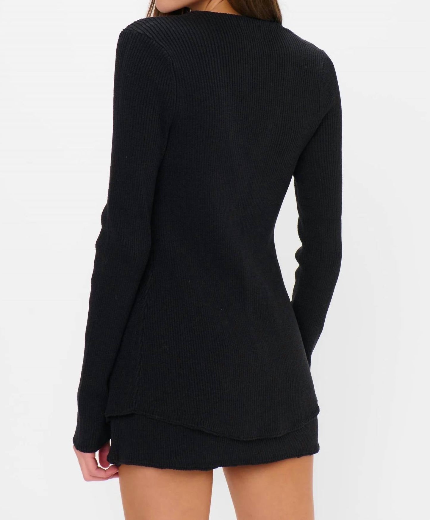 Josie Top In Black Rib Knit
