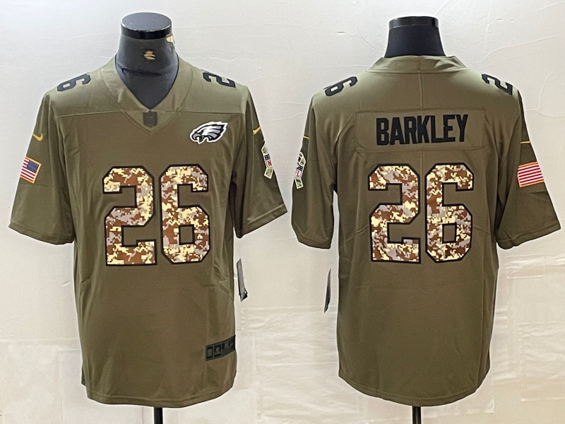 Men's Philadelphia Eagles Saquon Barkley #26 Olive Game Player jersey