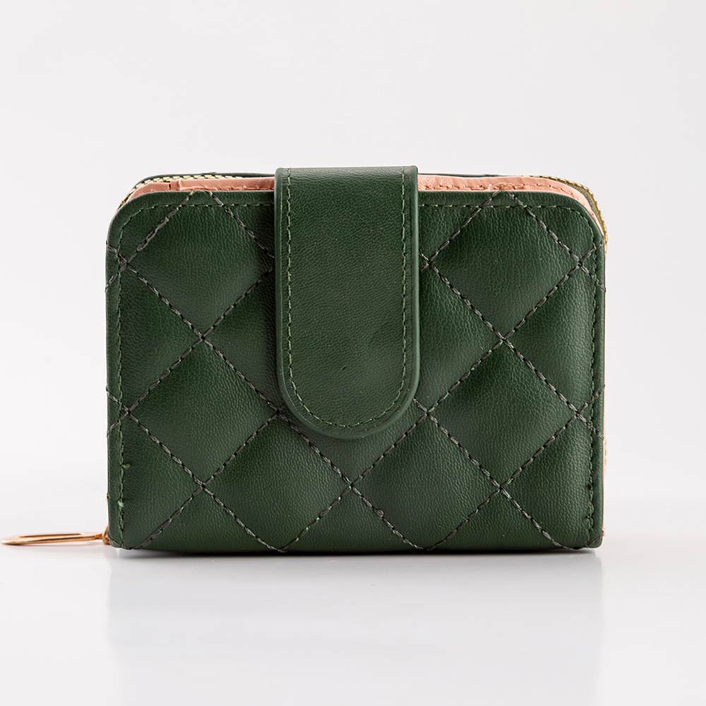 Faux Leather Compact Quilted Card Organizer Wallet