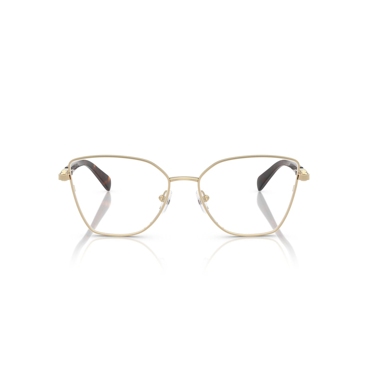 0Mk3090 Geometric Metal Frame Eyeglasses with Tortoiseshell Accents