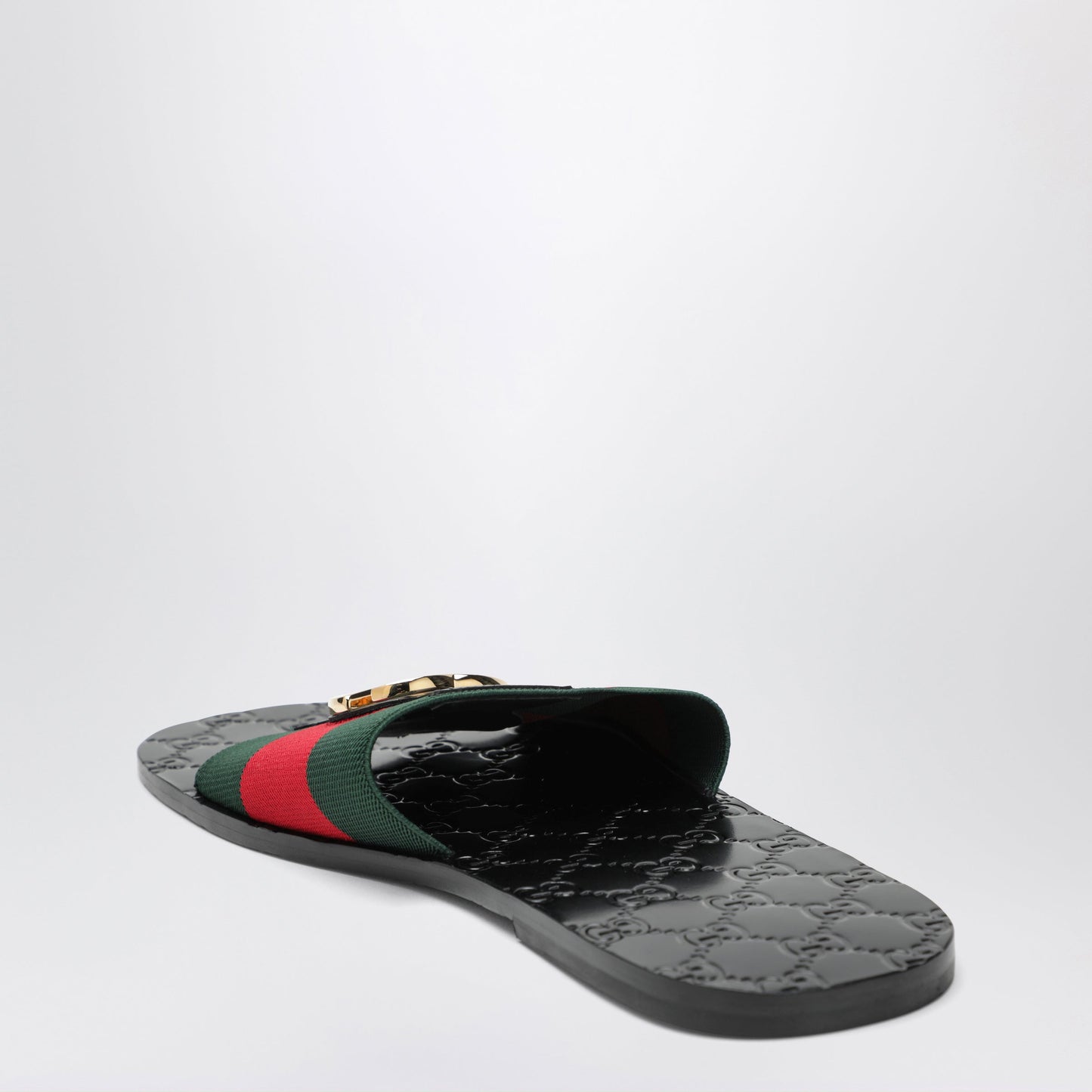 Gucci Black Leather Riviera Slides Men