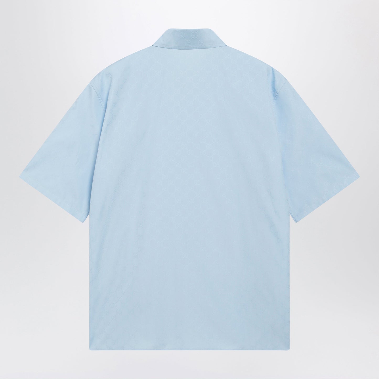 Gucci Gg Cotton Poplin Short-Sleeve Shirt In Light Blue Men