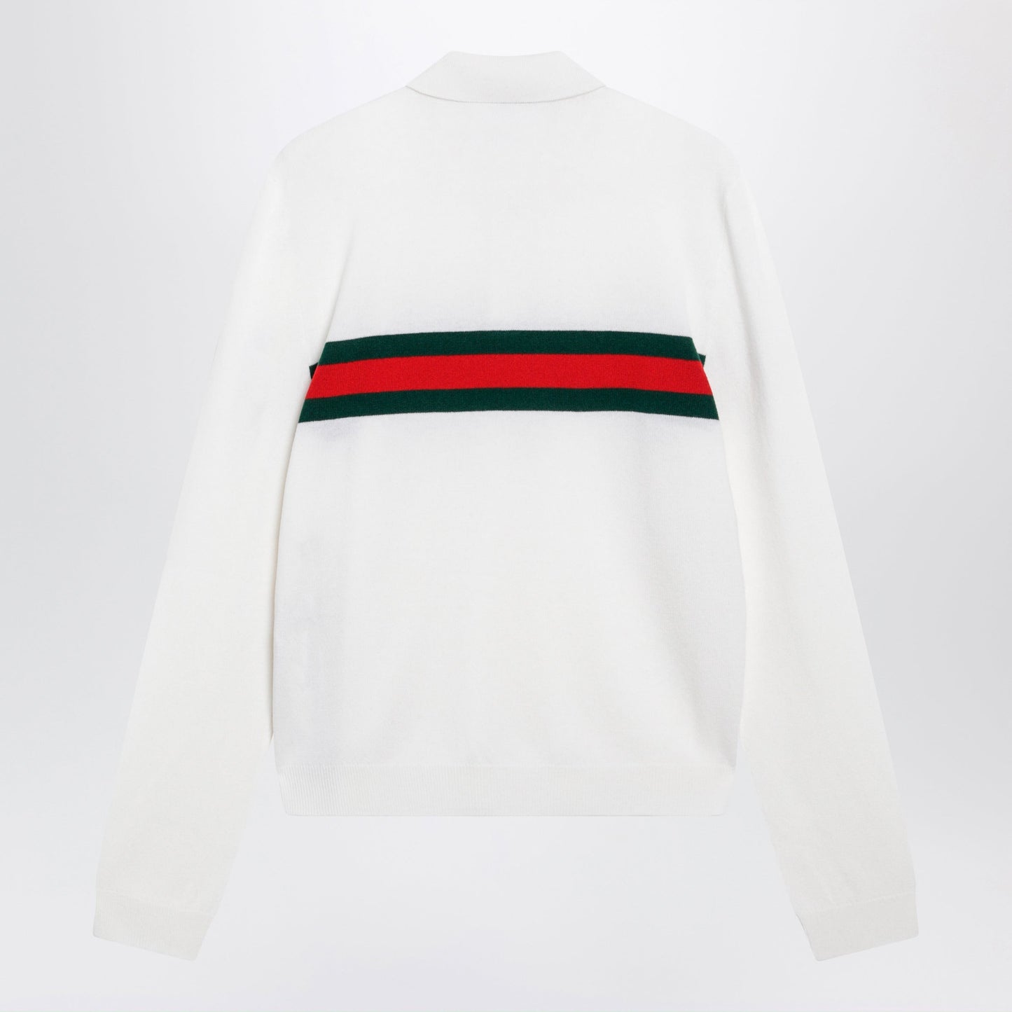 Gucci White Cashmere Polo Shirt With Web Motif Men