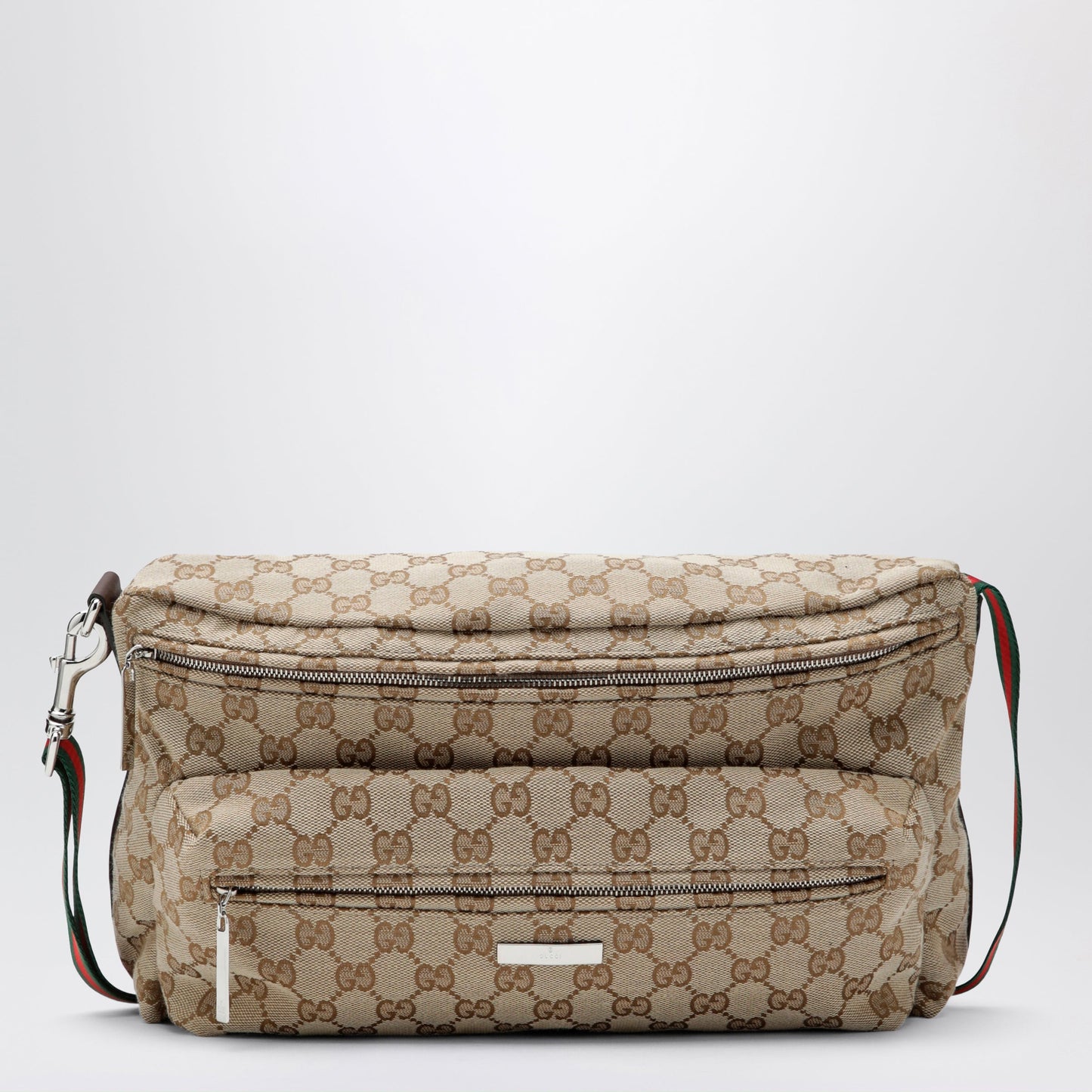 Gucci Tag Medium Gg Canvas Crossbody Bag In Sand/Brown Men