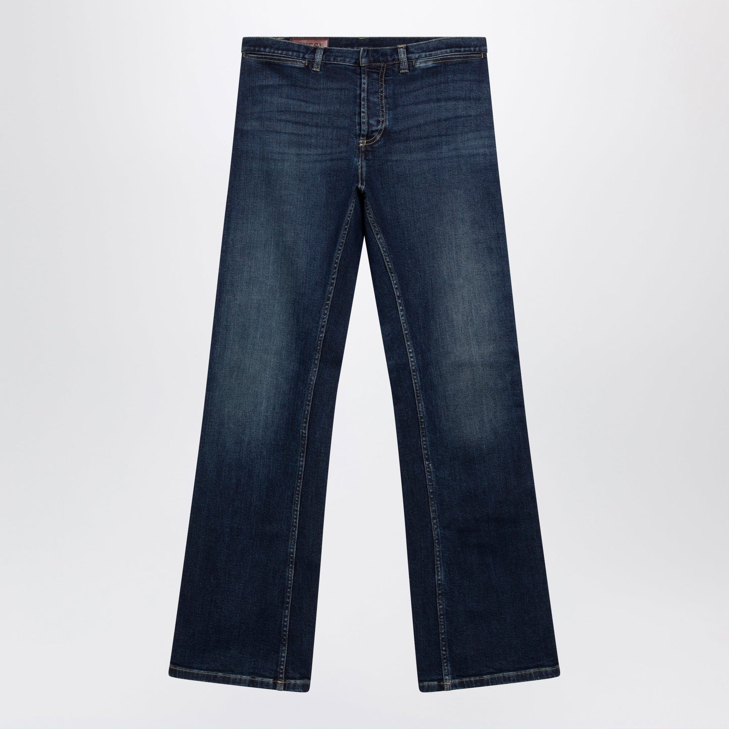 Gucci Low-Rise Cotton Denim Web Tape Trousers In Blue Men