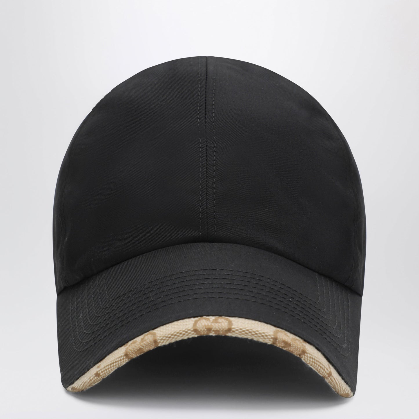Gucci Black Cotton Baseball Cap With Gg Trim Men