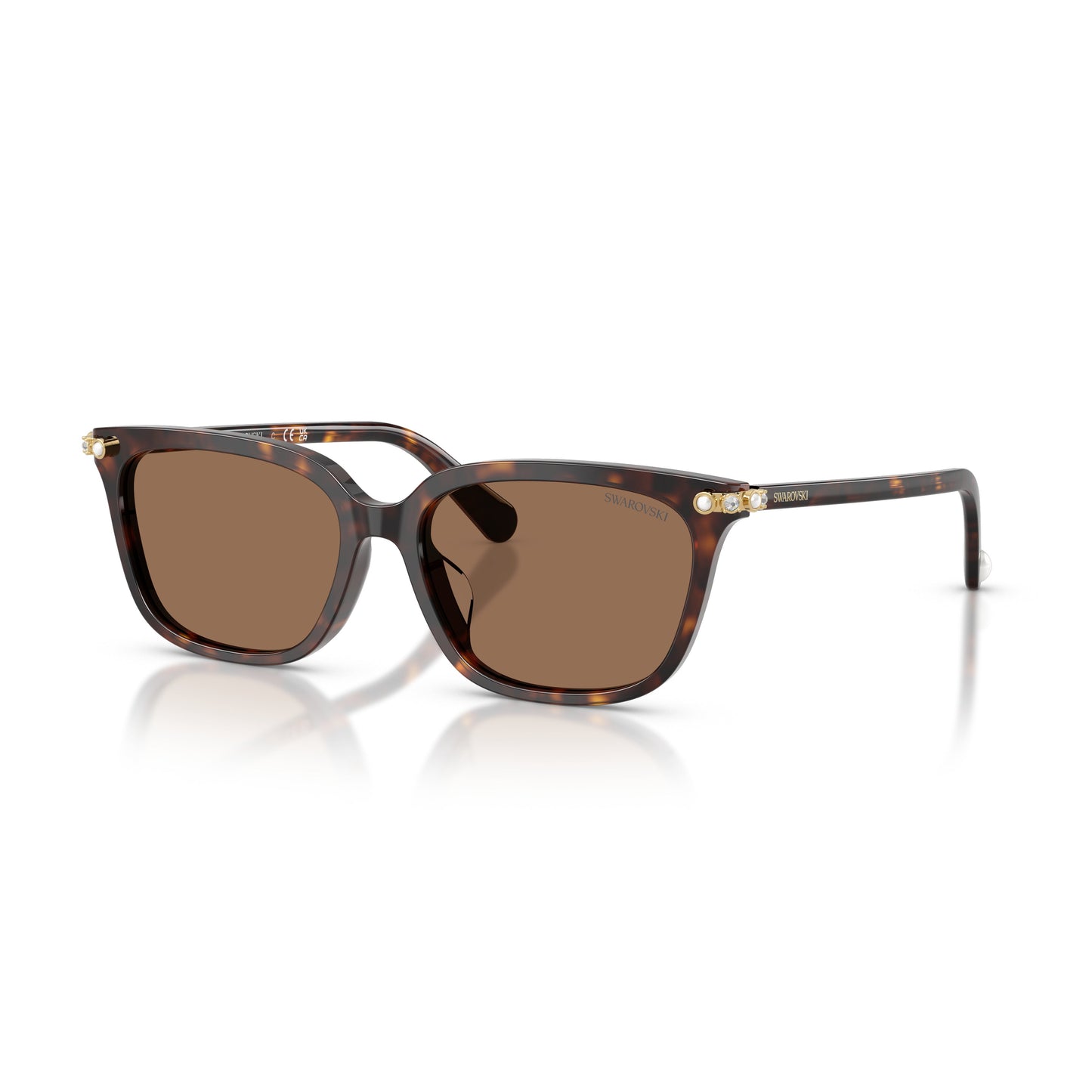 0Sk6064D Rectangular Tortoiseshell Sunglasses with Gold Accents