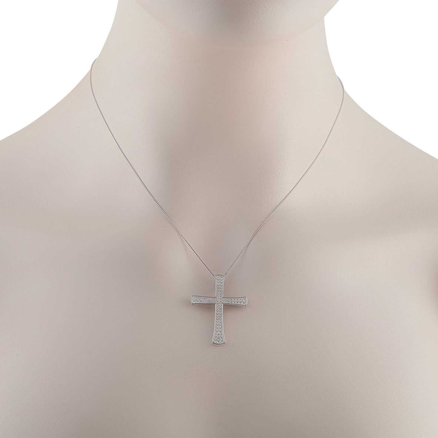 LB Exclusive Platinum 0.60ct Diamond Cross Pendant Necklace MF07-041026