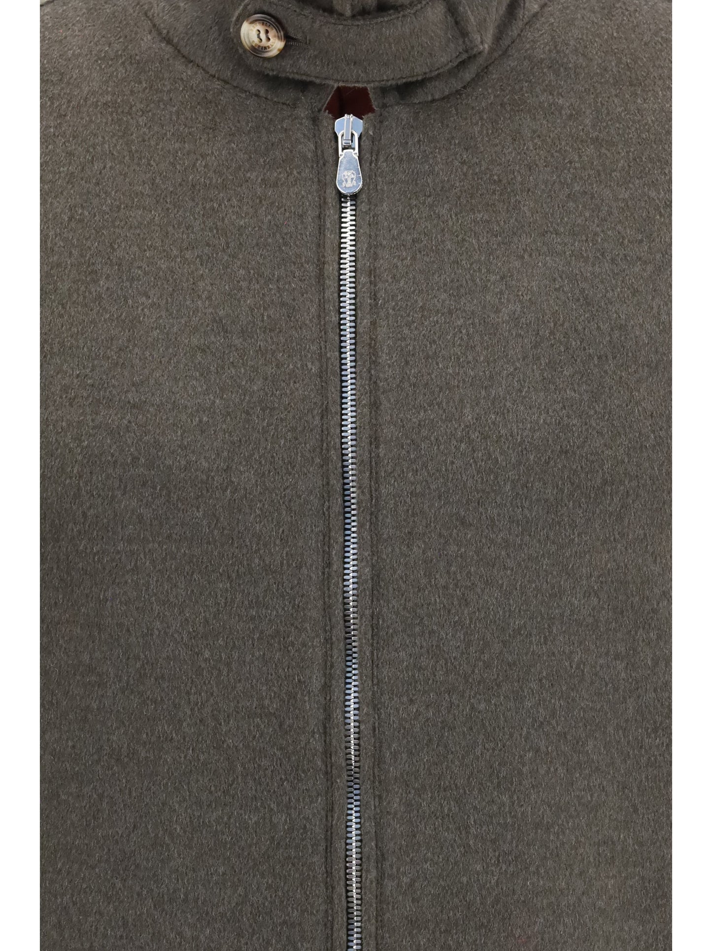 Brunello Cucinelli Men Wool Zip Jacket With High Collar