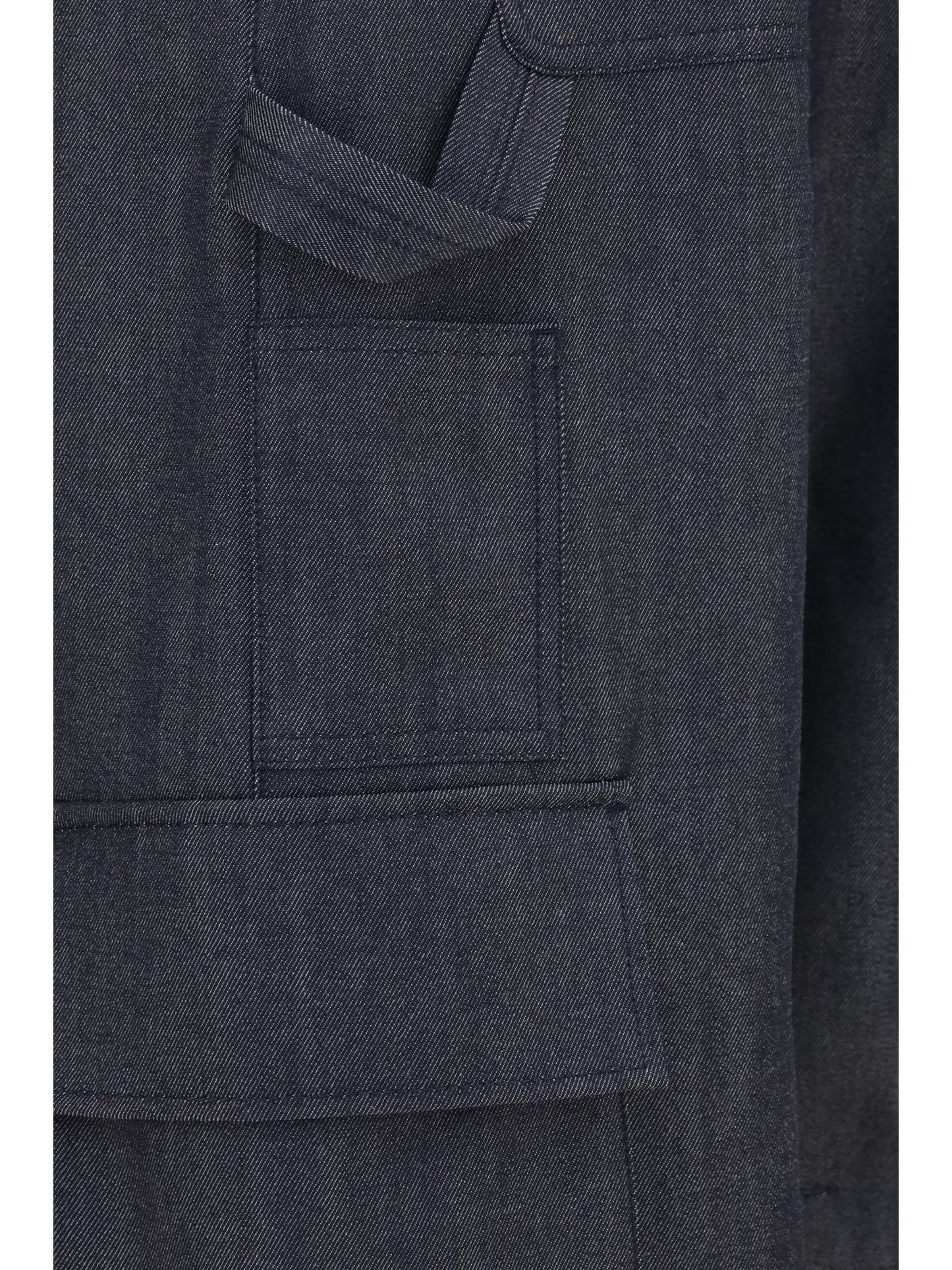 Balenciaga Women Denim Print Cargo Pants