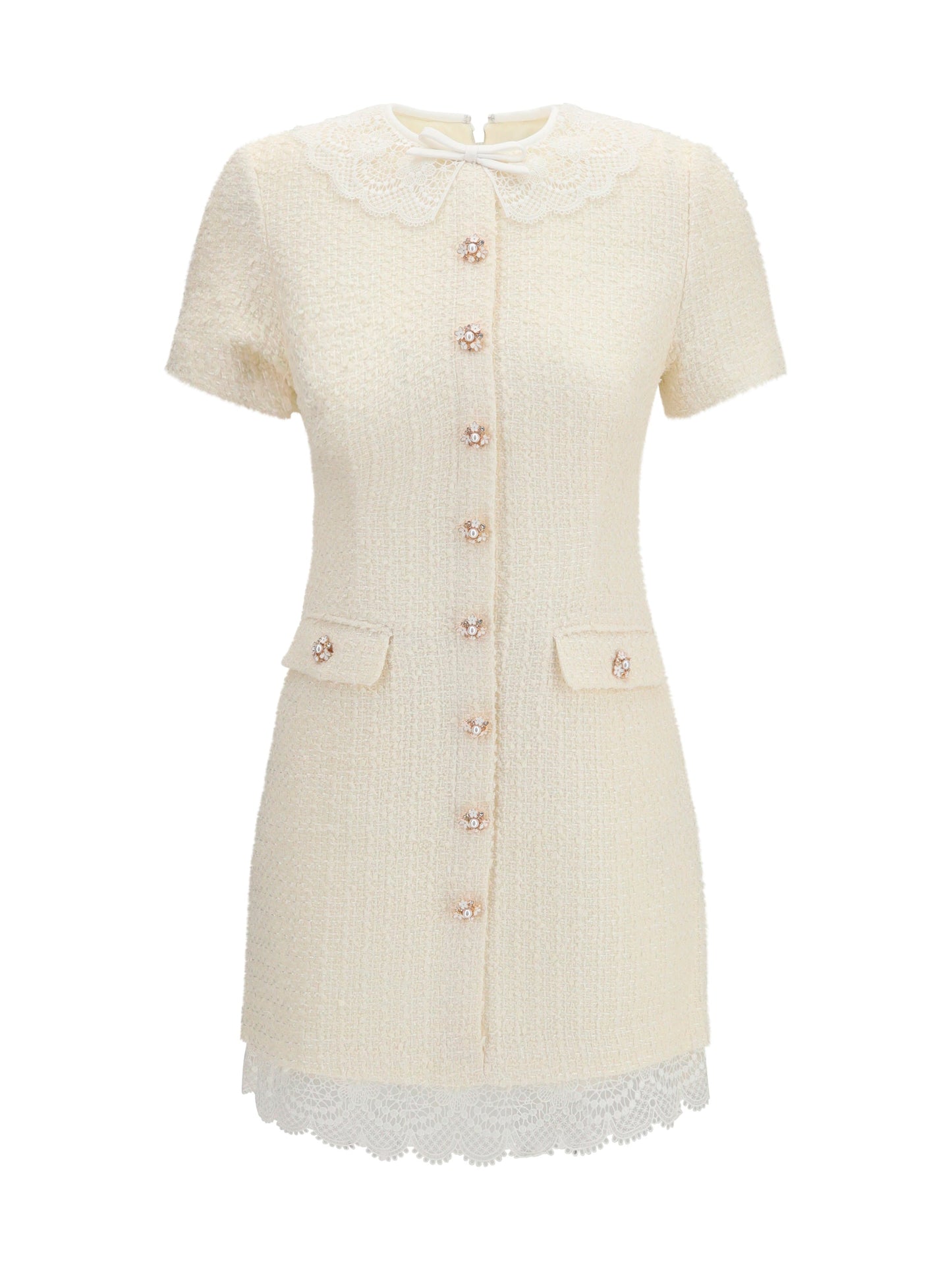 Self-Portrait Women Tailored Mini Dress With Bouclé Lace Inserts