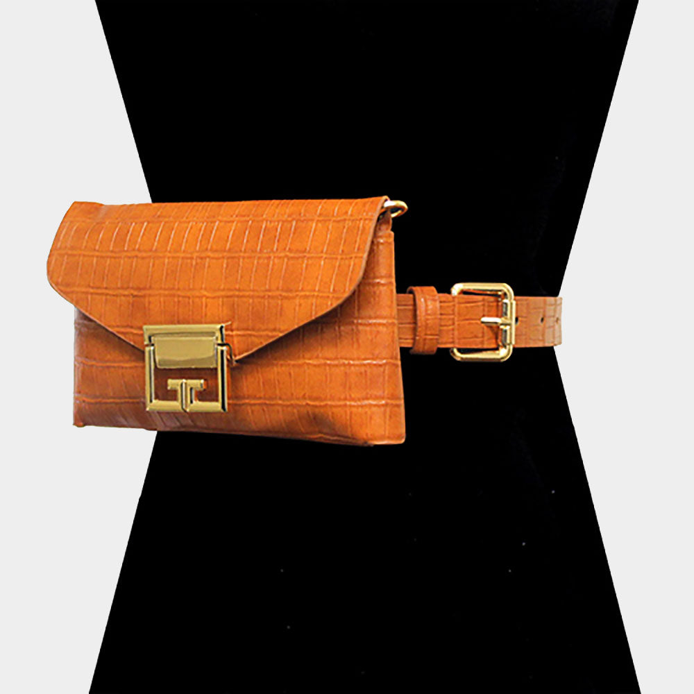 Alligator Pattern Faux Leather Fanny Pack / Belt / Crossbody / Clutch Bag