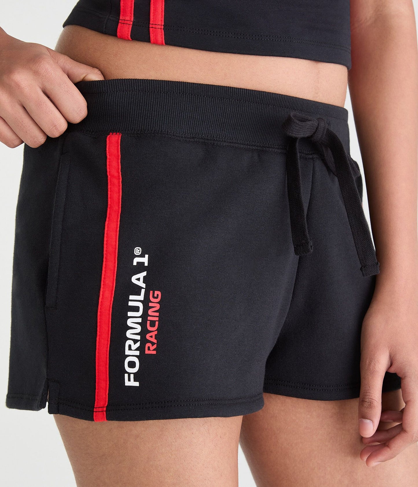 Aeropostale Formula 1 Racing Low-Rise Fleece Shorts