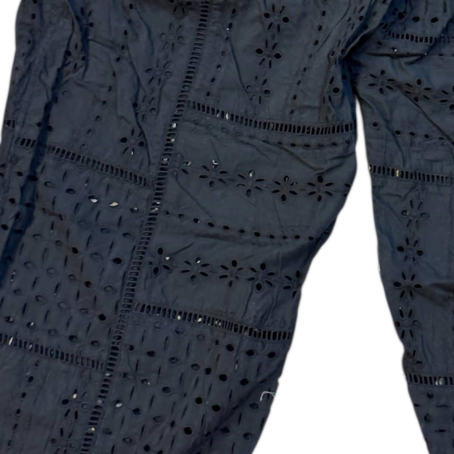 Women's Eyelet Wide Leg Pants In Black