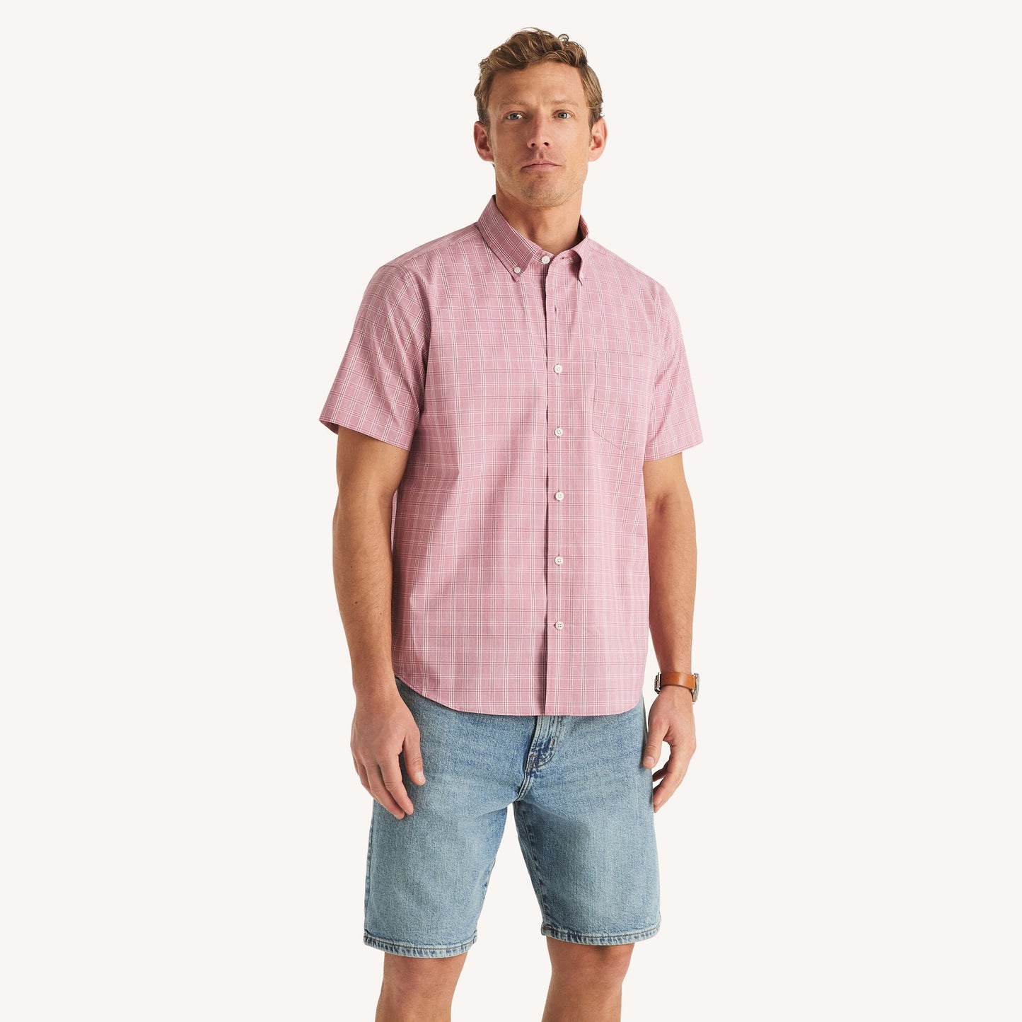 Nautica Mens Wrinkle-Resistant Classic Fit Plaid Shirt