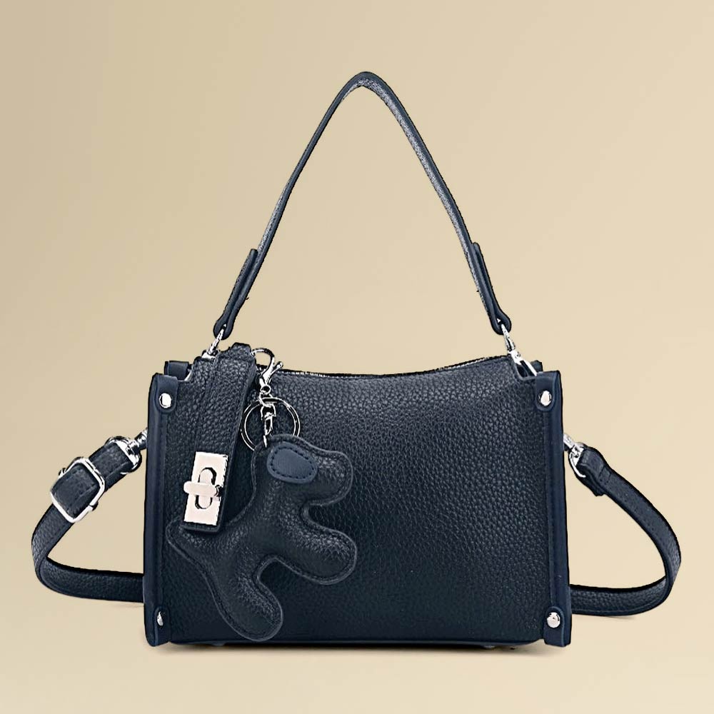 Faux Leather Dog Bag Charm Mini Shoulder Crossbody Bag