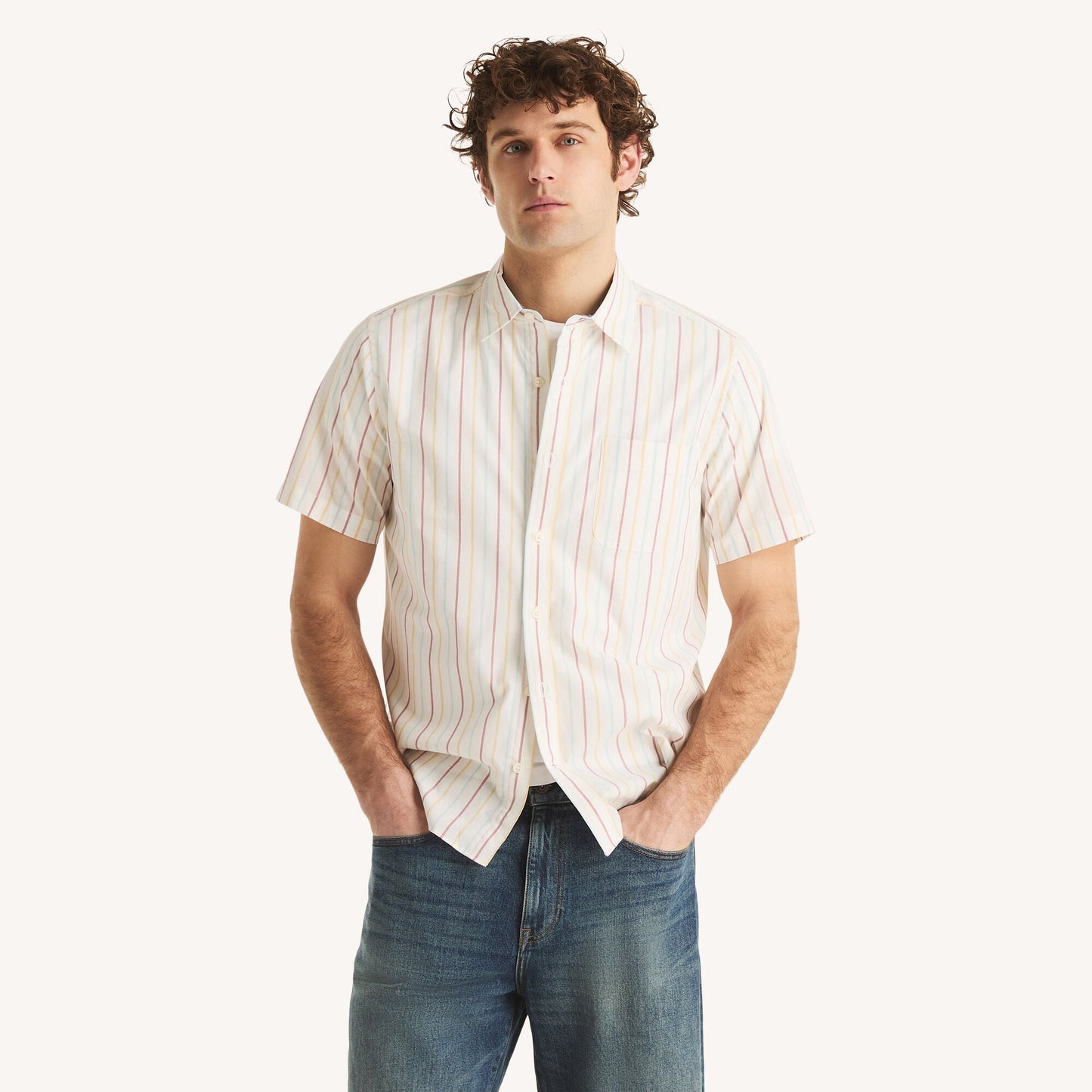 Nautica Mens Striped Short-Sleeve Shirt