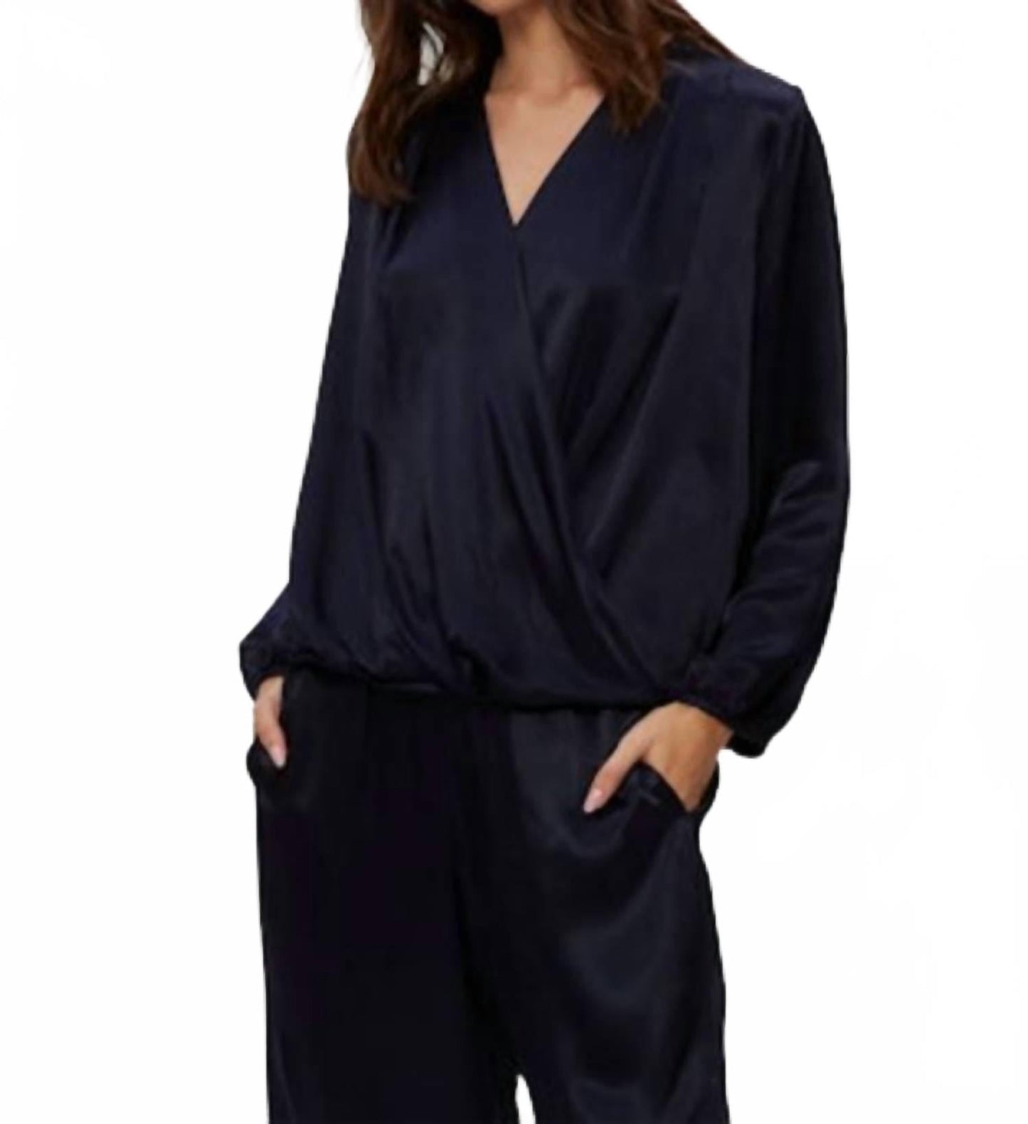 Vita Surplice Top In Navy