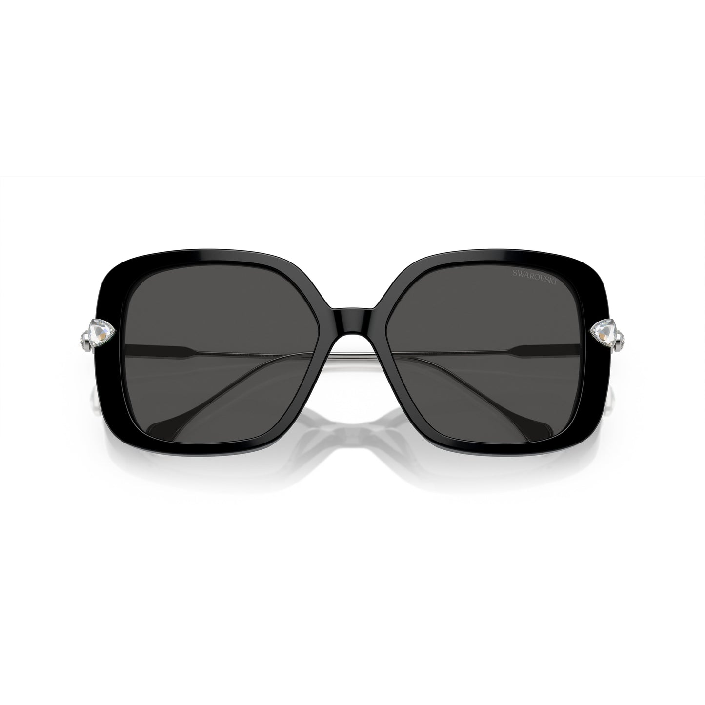 0Sk6011 Large Square Black Acetate Sunglasses with Crystal Embellishments
