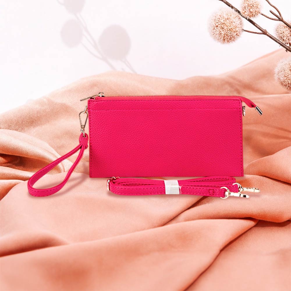 Faux Leather Slim Wallet Crossbody Bag