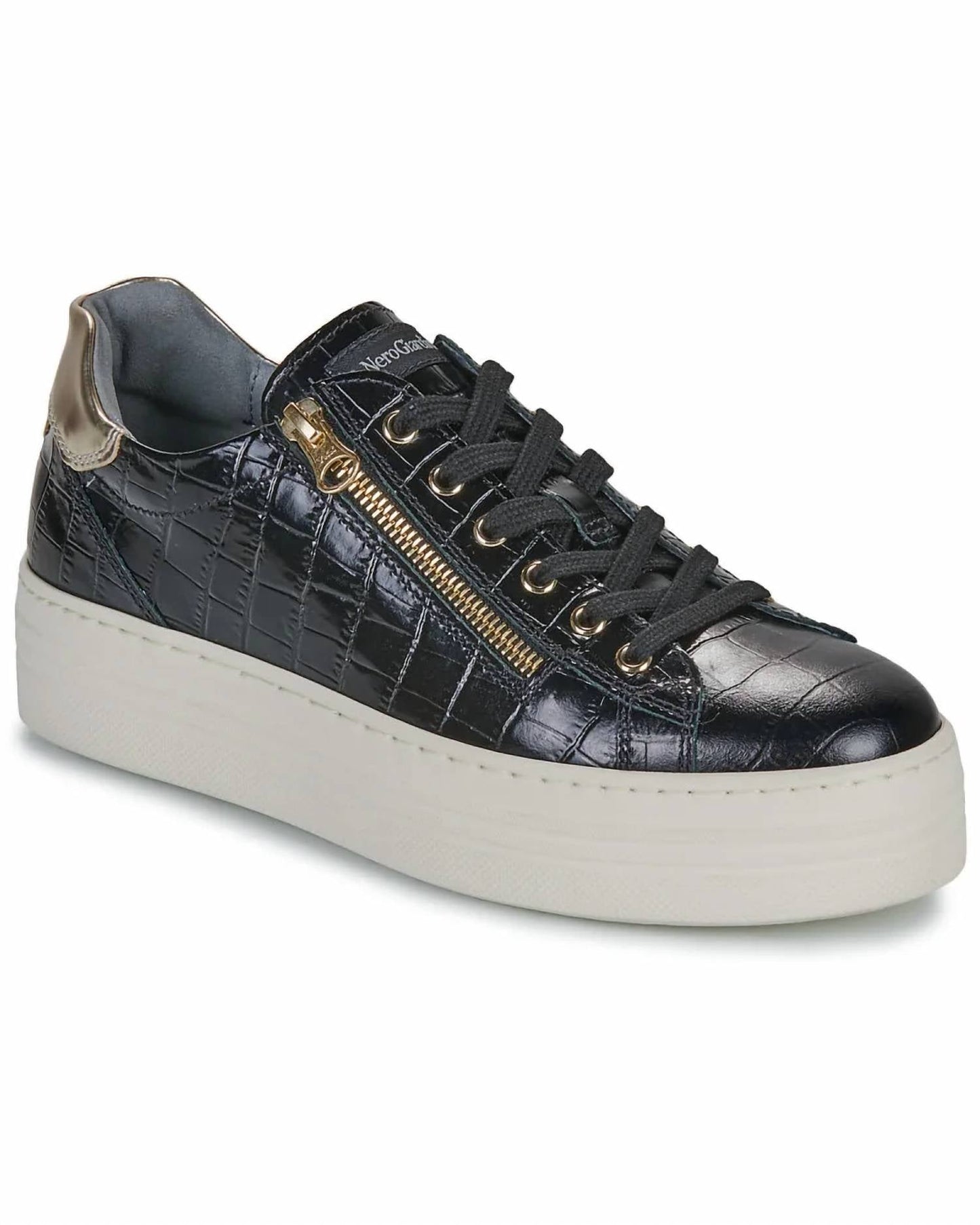 Women's Zeus Zipper Sneaker In Black Croc
