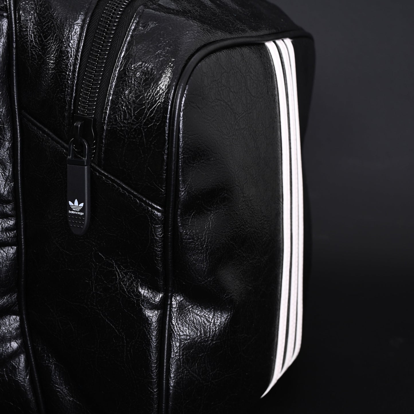 Balenciaga x adidas Large Duffel Travel Bag ¨C Black with Trefoil Logo and Triple Stripes
