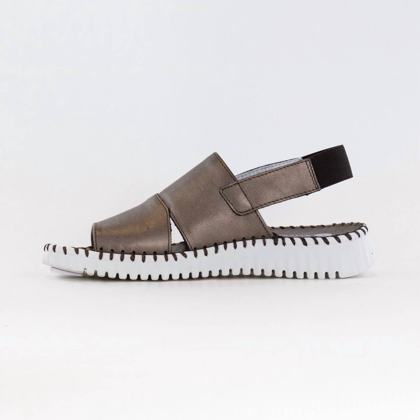 Women's Sola Leather Sandals In Pewter