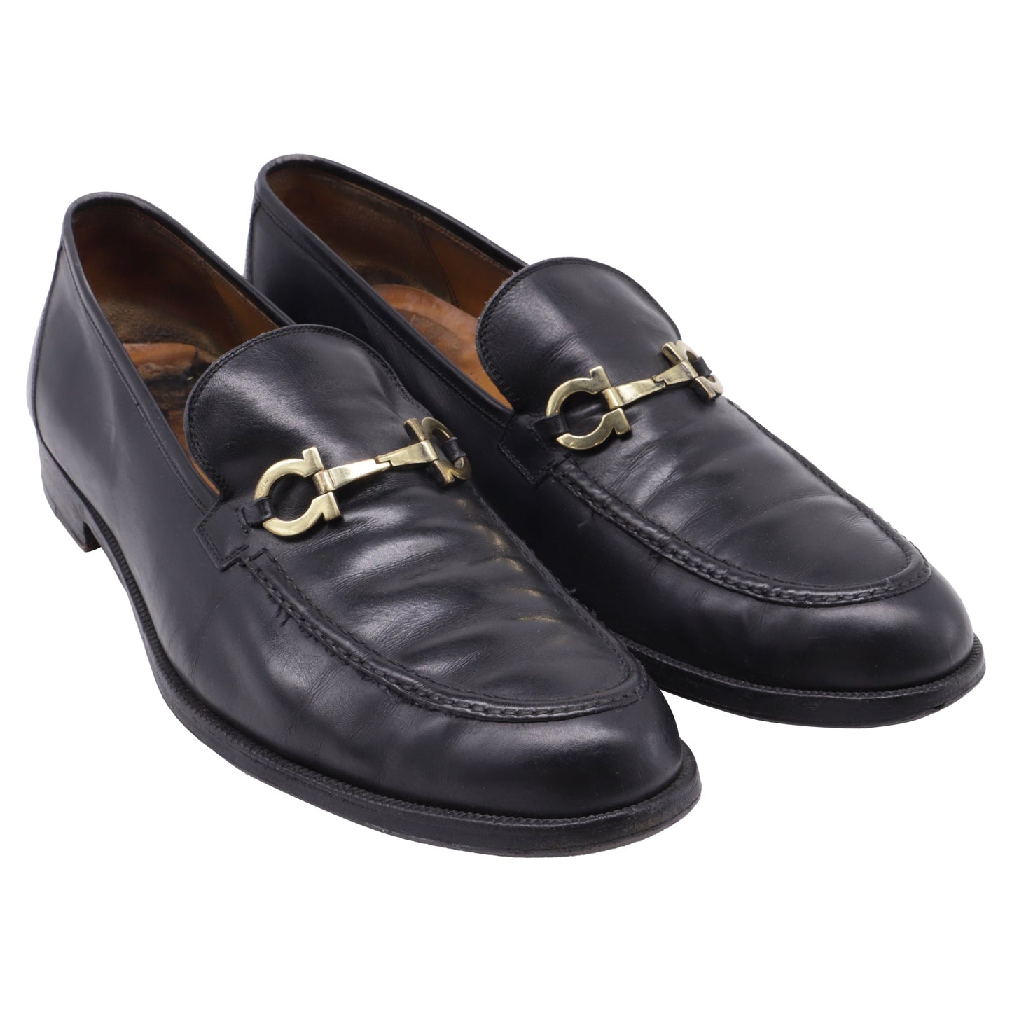 Salvatore Ferragamo Gancini Loafers in Black Leather