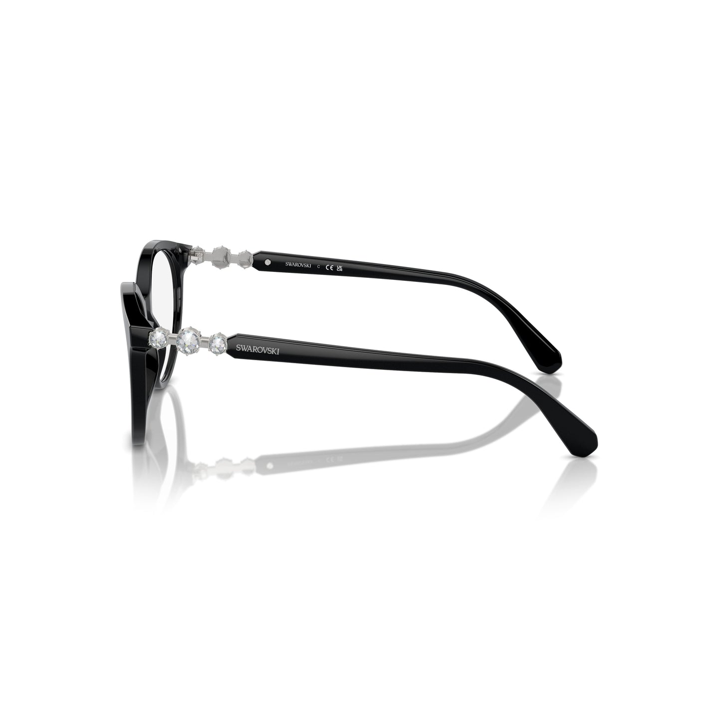0Sk2019 Black Acetate Sunglasses with Crystal-Embellished Temples