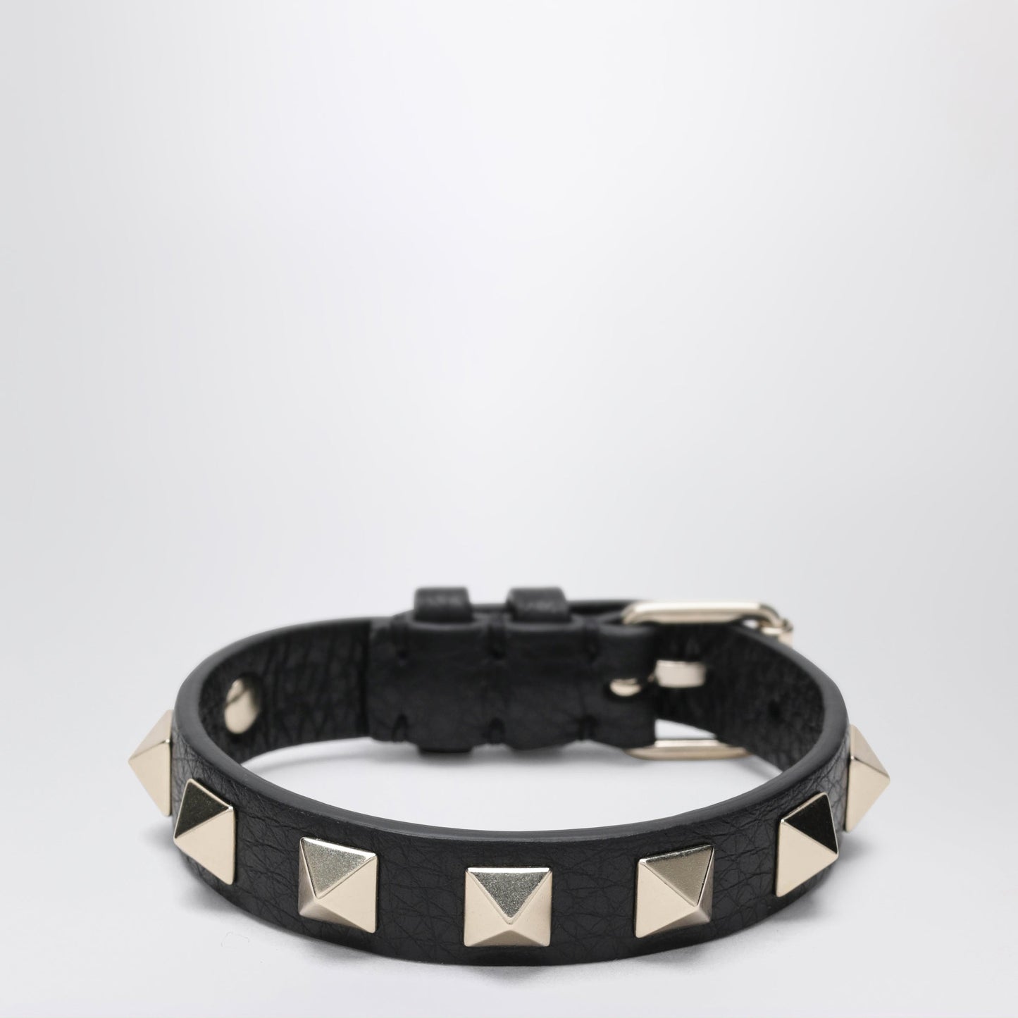 Valentino Garavani Black Leather Rockstud Bracelet With Gold-Tone Studs Women