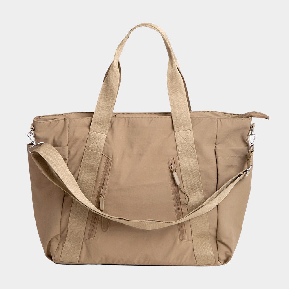 Solid Spacious Multi Compartment Carryall Tote Bag