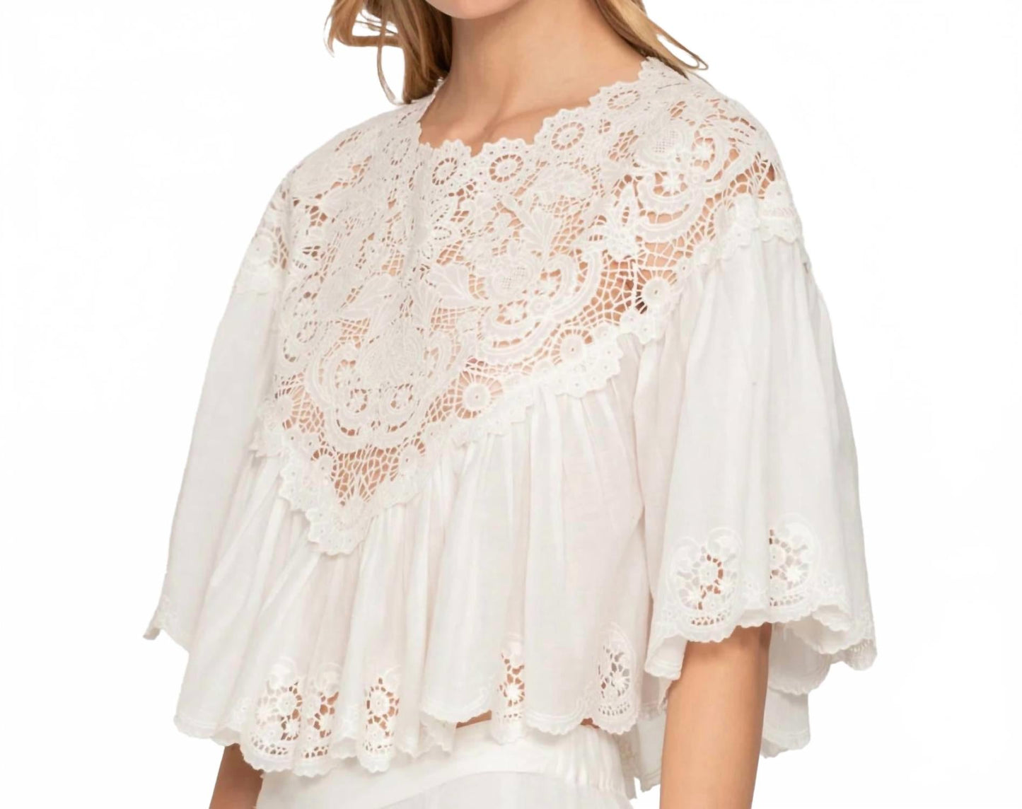 Sofia Embroidery Top In Cream