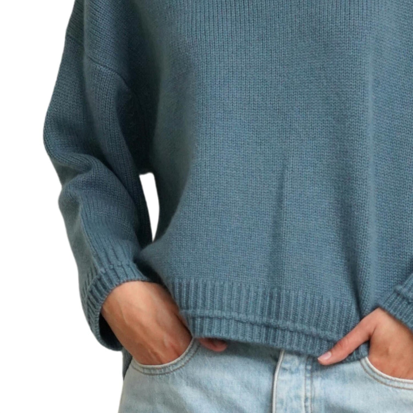 Alston Boyfriend Crew Top In Smoky Blue