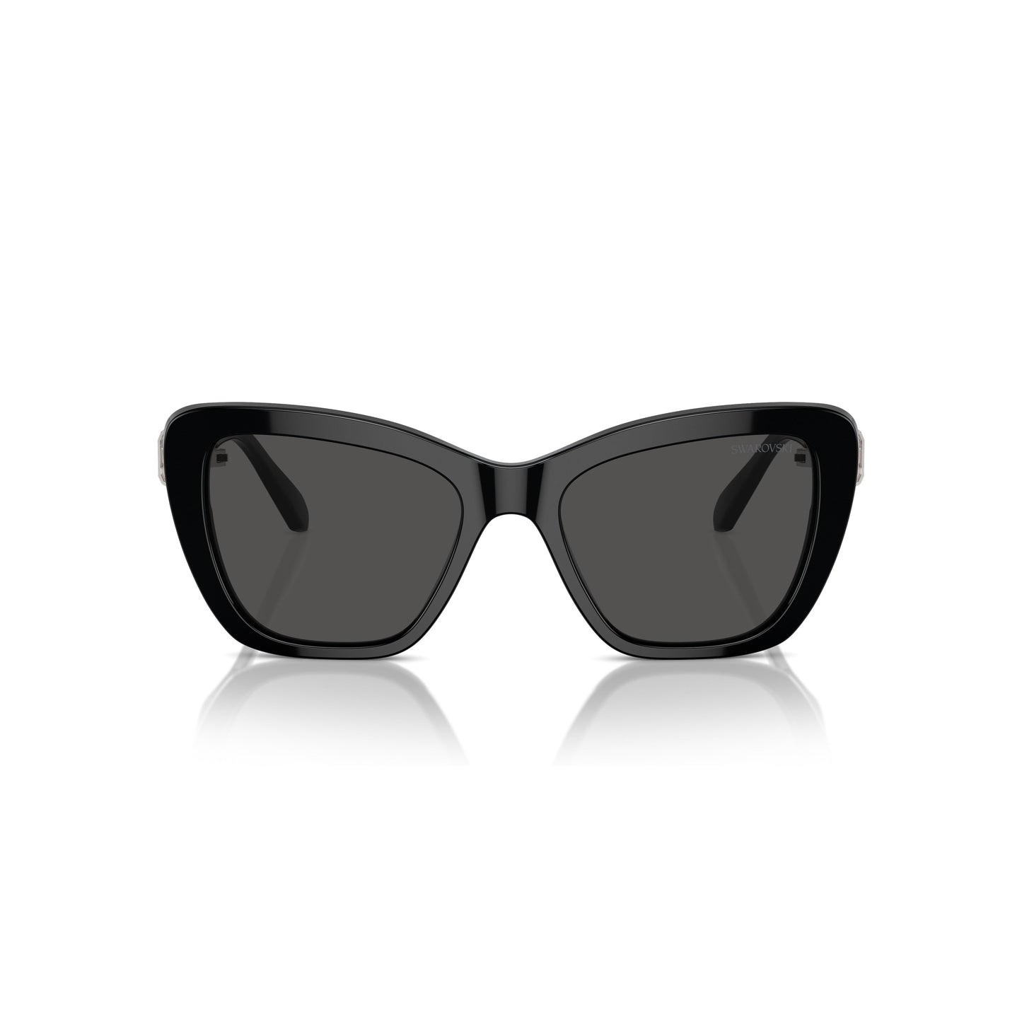 0Sk6018 Oversized Black Cat-Eye Sunglasses with Crystal Embellishments