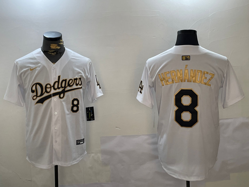 Men's Los Angeles Dodgers Enrique Hernandez #8 White Game Jersey1