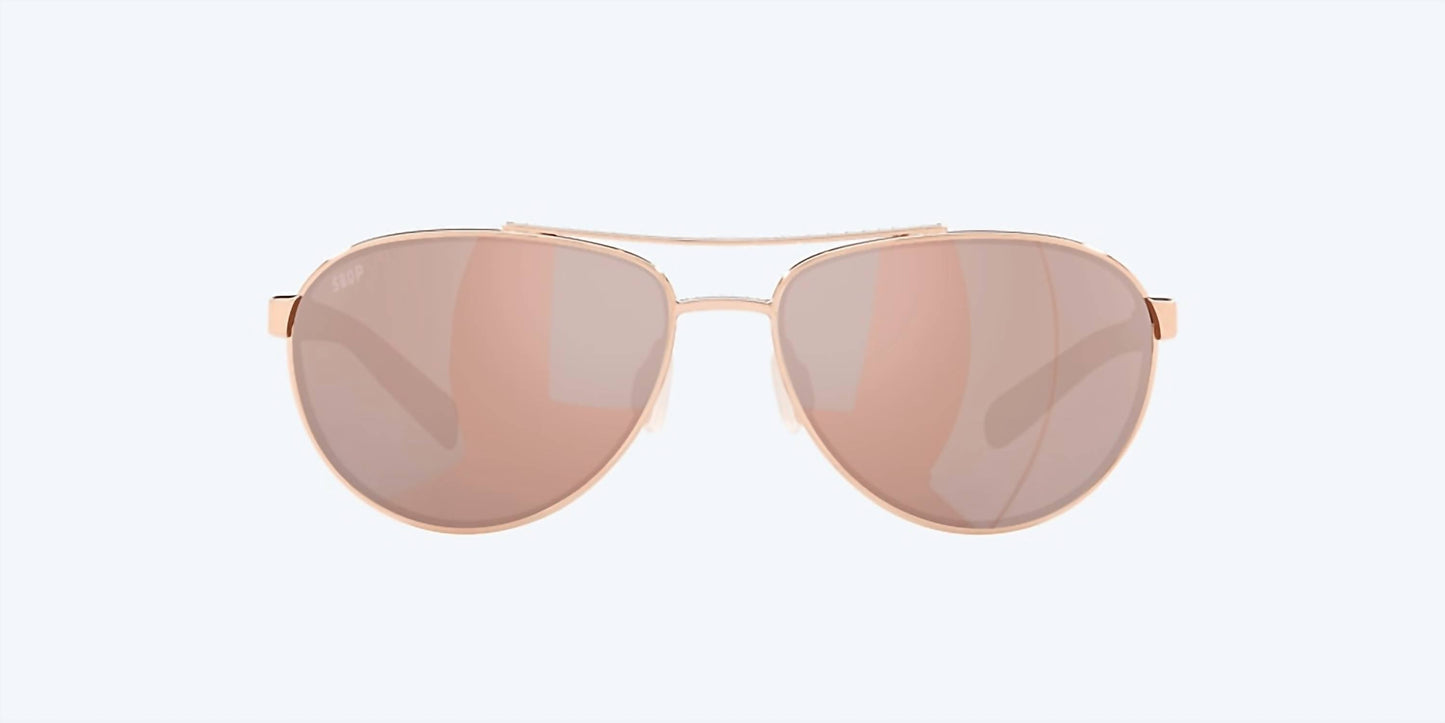 Unisex Fernandina Round Polarized Sunglasses In Shiny Rose Gold/copper
