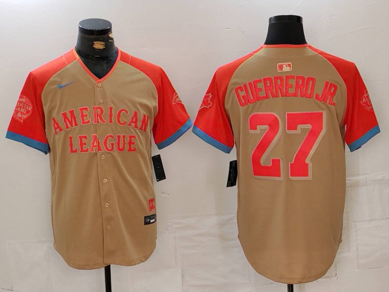 Men's American League Vladimir Guerrero Jr. #27 Cream 2024 MLB All-Star Game Limited Player Jersey1