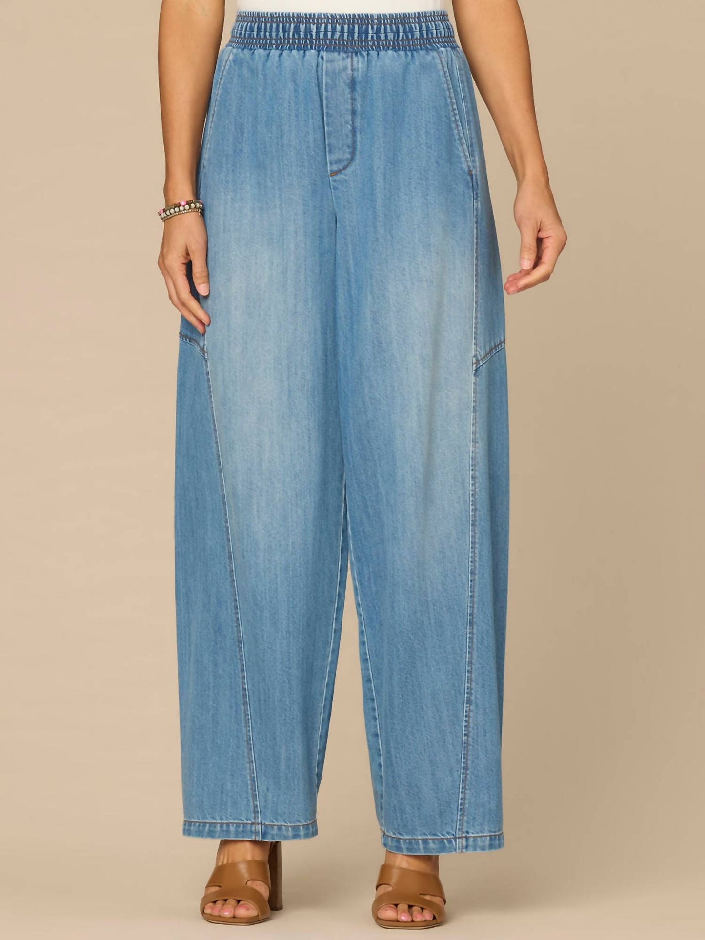 Skyrise Relaxed Straight Leg Glider Jeans In Blue