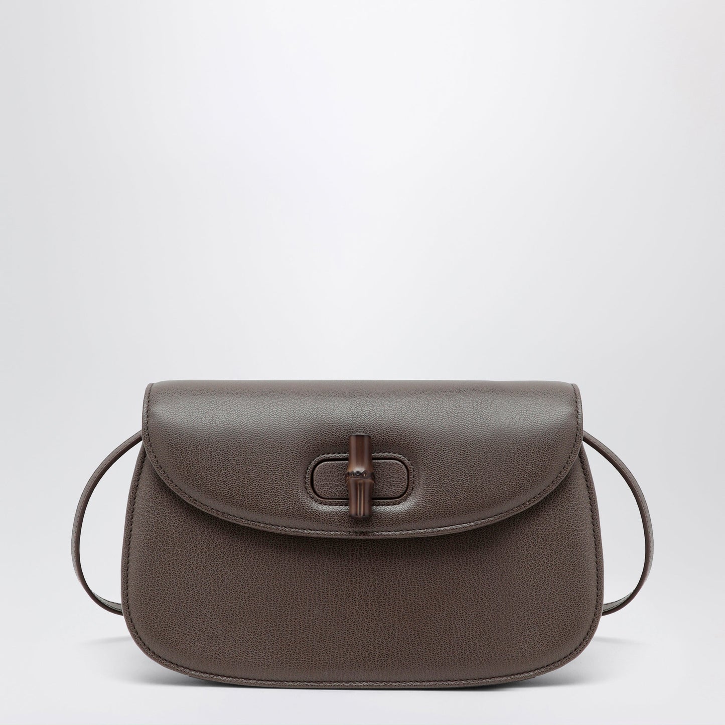 Gucci Small Shoulder Bag In Dark Taupe Leather With Bamboo Closure Women