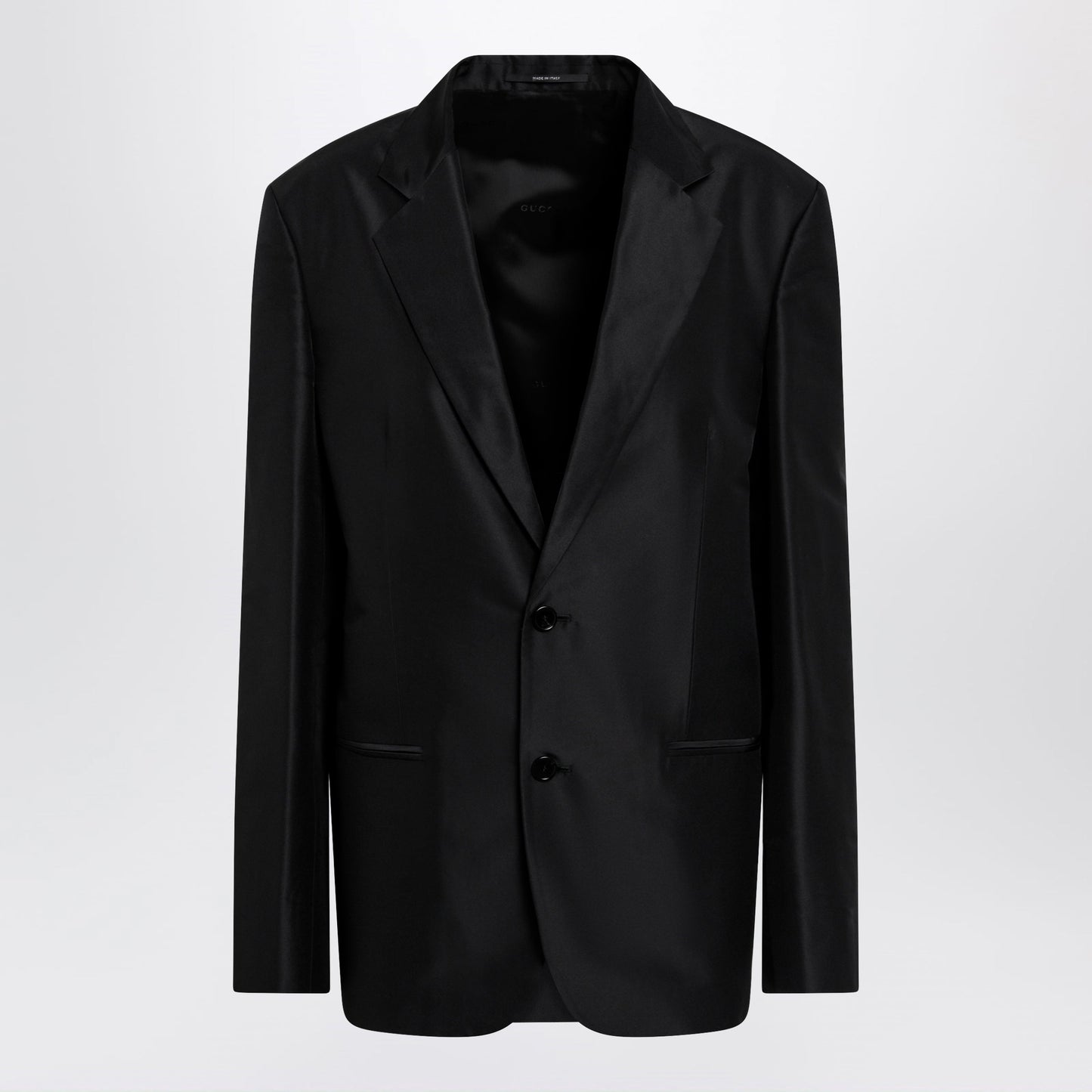 Gucci Oversized Fine Silk Faille Jacket In Black Women