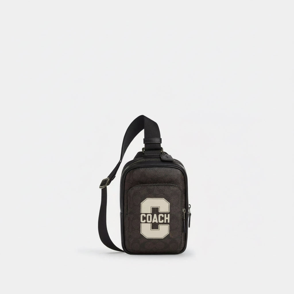 NWT Coach Men’s Racer Sling Pack In    Smooth Leather & Signature Canvas