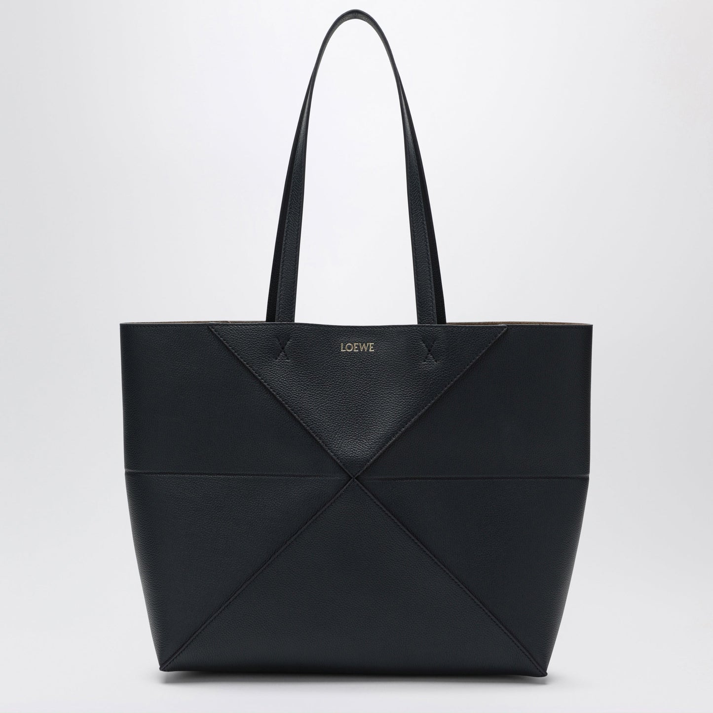 Loewe Medium Puzzle Fold Tote Bag In Navy Blue Leather Women
