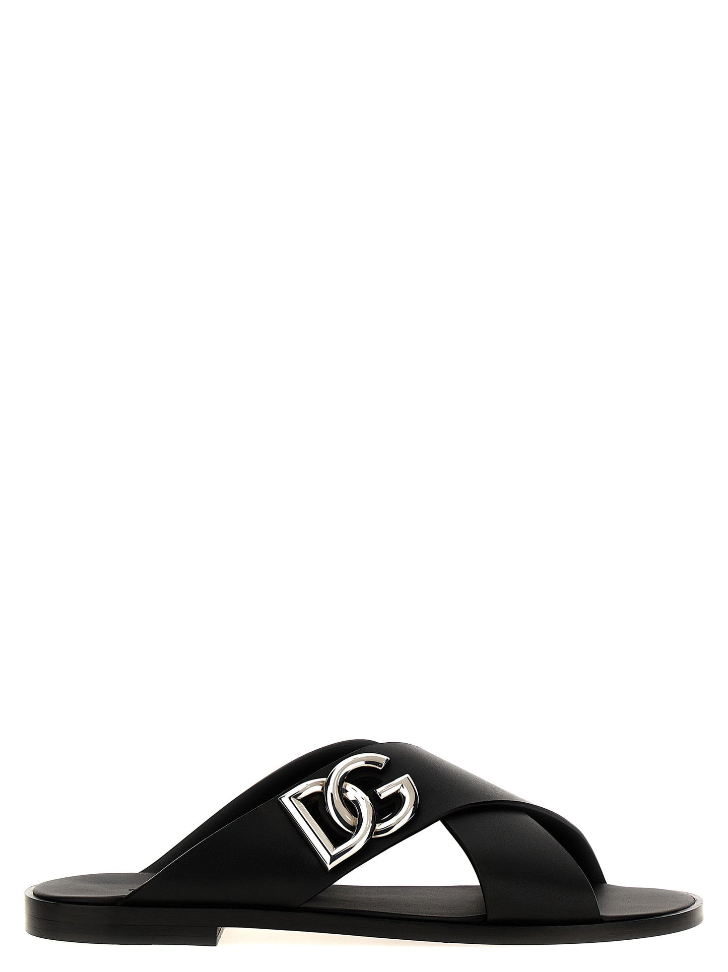 Dolce & Gabbana Men Logo Leather Sandals