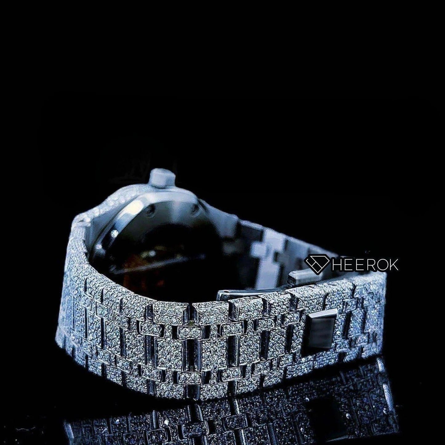 AP Royal Oak Fully Iced Out White Dial Arabic Numerals Diamond Bezel Moissanite Diamond Bracelet