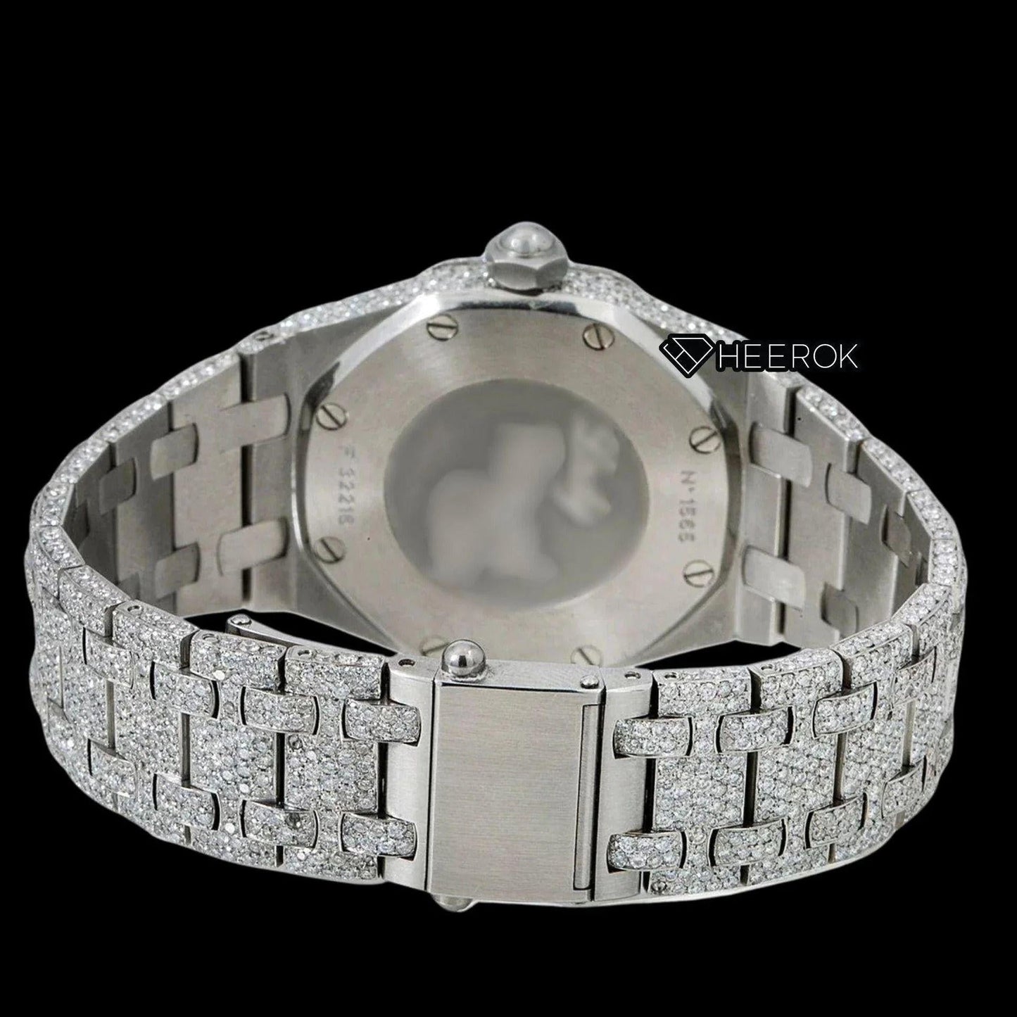 AP Royal Oak White Dial Oval Markers Diamond Bezel Fully Iced Moissanite Diamond Watch For Women